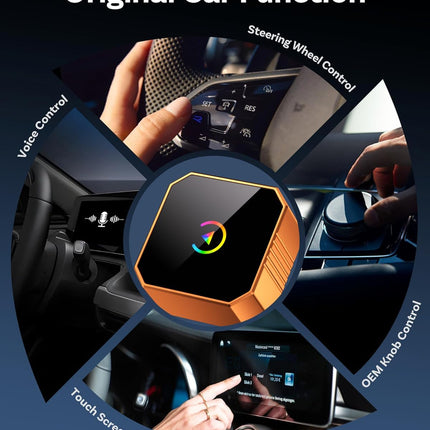 Orange 2 in 1 Wireless Carplay & Android Auto Adapter (2026 Version)