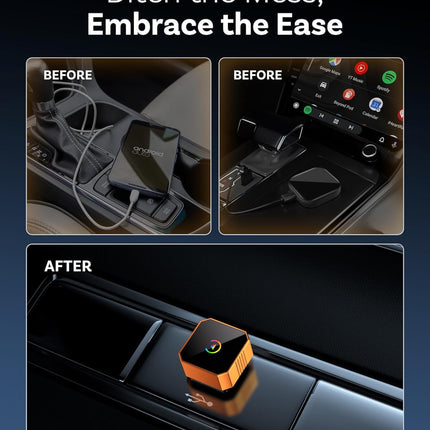 Orange 2 in 1 Wireless Carplay & Android Auto Adapter (2026 Version)