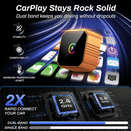 Orange 2 in 1 Wireless Carplay & Android Auto Adapter (2026 Version)
