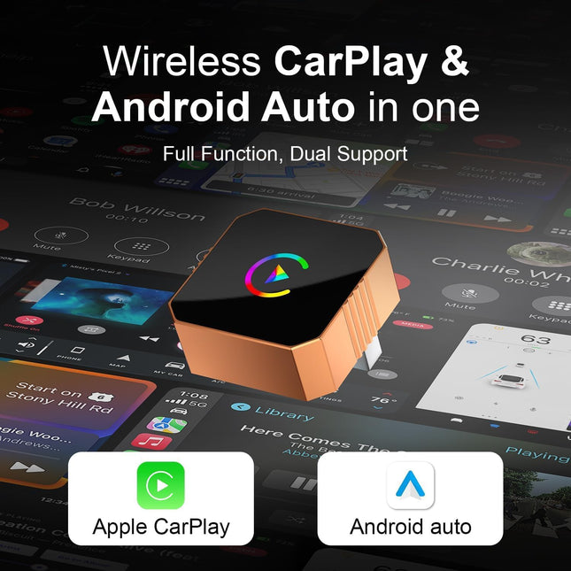 Orange 2 in 1 Wireless Carplay & Android Auto Adapter (2026 Version)