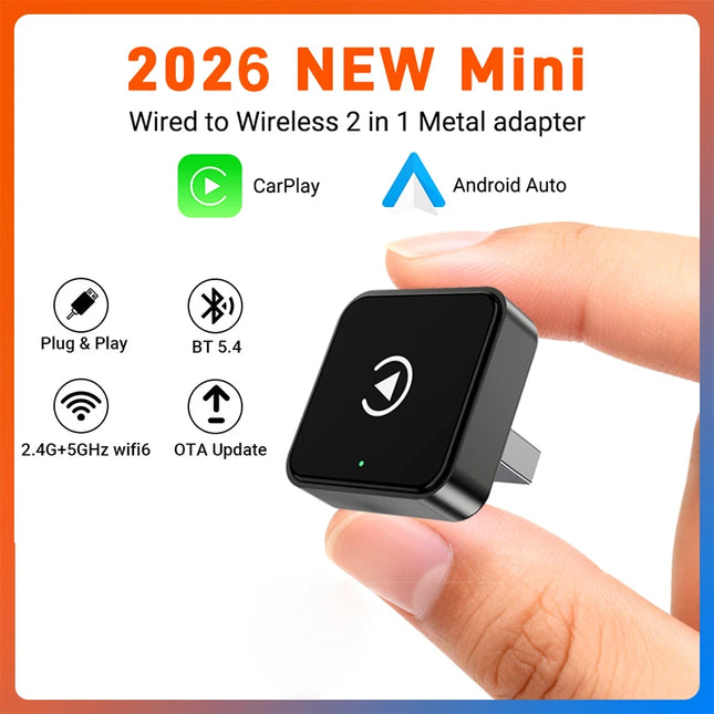 Wireless CarPlay & Android Auto Adapter High-Speed 5.8GHz WiFi, Plug & Play