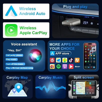 2026 CarPlay Android Auto Wireless Adapter, Fast Pairing, Quick Connection