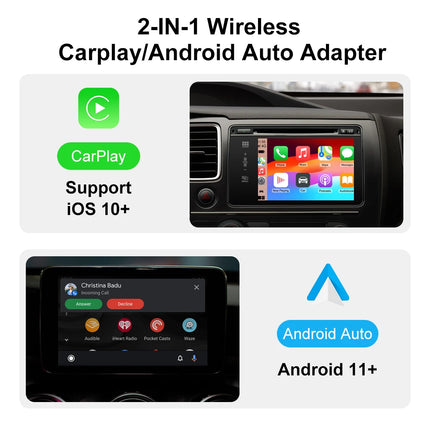 Ultra-Compact CarPlay & Android Auto Wireless Activator for wired Cars (USB-C/A)