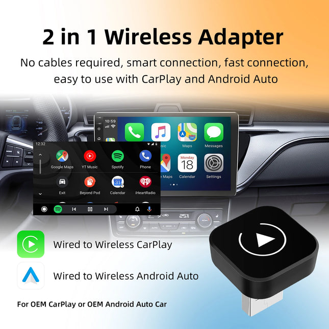 Wired to Wireless CarPlay & Android Auto Dongle, Adapter Stable Sync, 2026 model